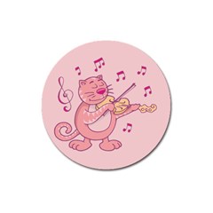 Cat With Violin Magnet 3  (round) by sifis