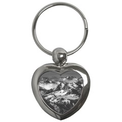 Black And White Andes Mountains Aerial View, Chile Key Chain (heart) by dflcprintsclothing