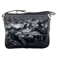 Black And White Andes Mountains Aerial View, Chile Messenger Bag by dflcprintsclothing