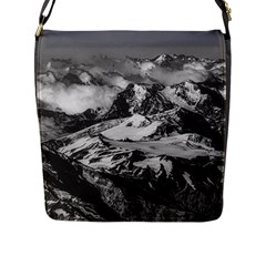 Black And White Andes Mountains Aerial View, Chile Flap Closure Messenger Bag (l) by dflcprintsclothing