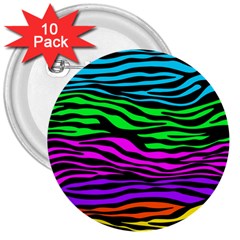 Colorful Zebra 3  Buttons (10 Pack)  by Angelandspot