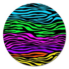 Colorful Zebra Magnet 5  (round) by Angelandspot