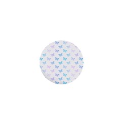 Light Blue Pink Butterflies Pattern 1  Mini Magnets by SpinnyChairDesigns