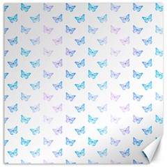 Light Blue Pink Butterflies Pattern Canvas 16  X 16  by SpinnyChairDesigns