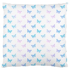 Light Blue Pink Butterflies Pattern Large Cushion Case (one Side) by SpinnyChairDesigns