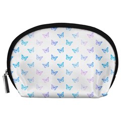 Light Blue Pink Butterflies Pattern Accessory Pouch (large) by SpinnyChairDesigns