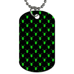 Neon Green Bug Insect Heads On Black Dog Tag (one Side) by SpinnyChairDesigns