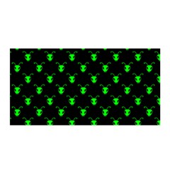 Neon Green Bug Insect Heads On Black Satin Wrap by SpinnyChairDesigns