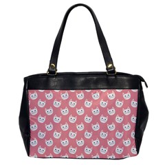 Cute Cat Faces White And Pink Oversize Office Handbag by SpinnyChairDesigns
