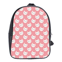 Cute Cat Faces White And Pink School Bag (xl) by SpinnyChairDesigns