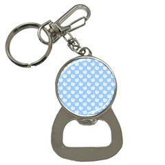 Cute Cat Faces White And Blue  Bottle Opener Key Chain by SpinnyChairDesigns