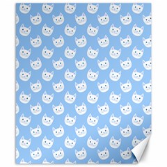 Cute Cat Faces White And Blue  Canvas 8  X 10  by SpinnyChairDesigns