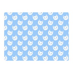 Cute Cat Faces White And Blue  Double Sided Flano Blanket (mini)  by SpinnyChairDesigns