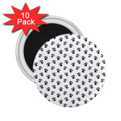 Cat Dog Animal Paw Prints Pattern Black And White 2 25  Magnets (10 Pack) 