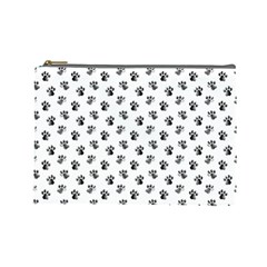 Cat Dog Animal Paw Prints Pattern Black And White Cosmetic Bag (large) by SpinnyChairDesigns