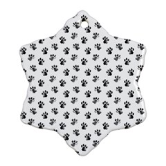 Cat Dog Animal Paw Prints Pattern Black And White Snowflake Ornament (two Sides) by SpinnyChairDesigns