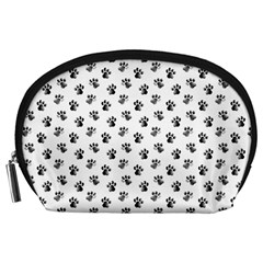 Cat Dog Animal Paw Prints Pattern Black And White Accessory Pouch (large) by SpinnyChairDesigns