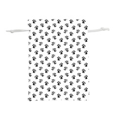 Cat Dog Animal Paw Prints Pattern Black And White Lightweight Drawstring Pouch (l) by SpinnyChairDesigns