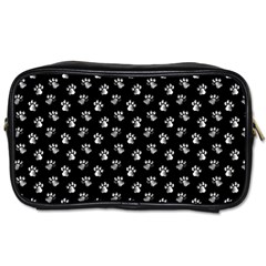 Cat Dog Animal Paw Prints Black And White Toiletries Bag (two Sides) by SpinnyChairDesigns