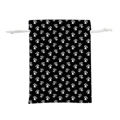 Cat Dog Animal Paw Prints Black And White Lightweight Drawstring Pouch (l) by SpinnyChairDesigns
