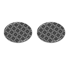 Black and White Decorative Design Pattern Cufflinks (Oval)