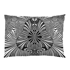 Abstract Art Black And White Floral Intricate Pattern Pillow Case by SpinnyChairDesigns