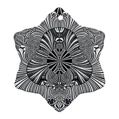 Abstract Art Black And White Floral Intricate Pattern Ornament (snowflake) by SpinnyChairDesigns