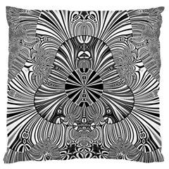 Abstract Art Black And White Floral Intricate Pattern Large Cushion Case (two Sides) by SpinnyChairDesigns