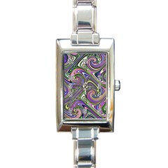 Abstract Art Purple Swirls Pattern Rectangle Italian Charm Watch