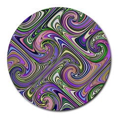 Abstract Art Purple Swirls Pattern Round Mousepads by SpinnyChairDesigns