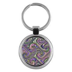 Abstract Art Purple Swirls Pattern Key Chain (Round)