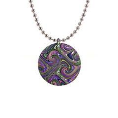 Abstract Art Purple Swirls Pattern 1  Button Necklace