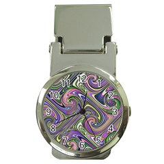 Abstract Art Purple Swirls Pattern Money Clip Watches