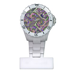 Abstract Art Purple Swirls Pattern Plastic Nurses Watch