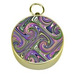 Abstract Art Purple Swirls Pattern Gold Compasses