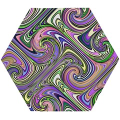 Abstract Art Purple Swirls Pattern Wooden Puzzle Hexagon