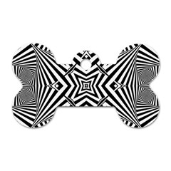 Black And White Line Art Pattern Stripes Dog Tag Bone (two Sides) by SpinnyChairDesigns