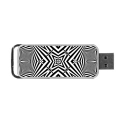 Black And White Line Art Pattern Stripes Portable Usb Flash (one Side) by SpinnyChairDesigns