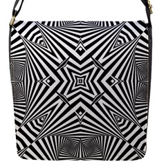 Black And White Line Art Pattern Stripes Flap Closure Messenger Bag (s) by SpinnyChairDesigns