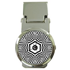 Black And White Line Art Stripes Pattern Money Clip Watches by SpinnyChairDesigns