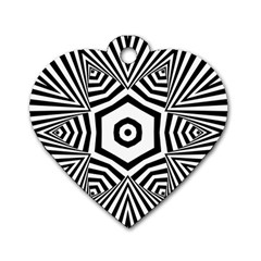 Black And White Line Art Stripes Pattern Dog Tag Heart (one Side) by SpinnyChairDesigns