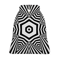 Black And White Line Art Stripes Pattern Ornament (bell) by SpinnyChairDesigns