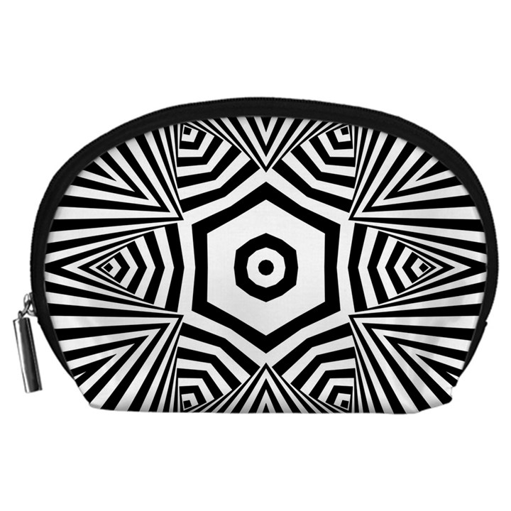 Black and White Line Art Stripes Pattern Accessory Pouch (Large)