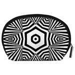 Black and White Line Art Stripes Pattern Accessory Pouch (Large) Back