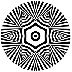 Black And White Line Art Stripes Pattern Wooden Bottle Opener (round) by SpinnyChairDesigns