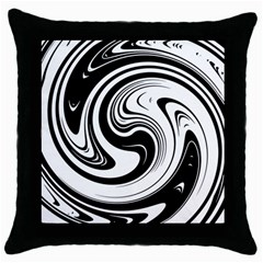 Black And White Swirl Spiral Swoosh Pattern Throw Pillow Case (black) by SpinnyChairDesigns