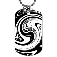 Black And White Swirl Spiral Swoosh Pattern Dog Tag (two Sides) by SpinnyChairDesigns