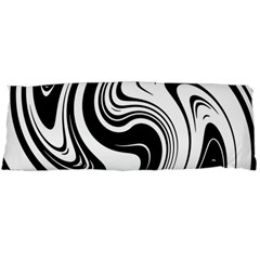 Black And White Swirl Spiral Swoosh Pattern Body Pillow Case (dakimakura) by SpinnyChairDesigns