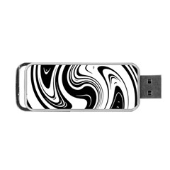 Black And White Swirl Spiral Swoosh Pattern Portable Usb Flash (one Side) by SpinnyChairDesigns