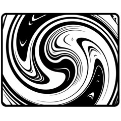 Black And White Swirl Spiral Swoosh Pattern Double Sided Fleece Blanket (medium)  by SpinnyChairDesigns